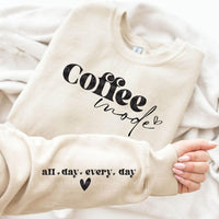 COFFEE MODE With Sleeve Accent Sweatshirt - Happily Ever Atchison Shop Co.