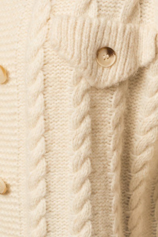 Collared Cable Sweater Cardigan - Happily Ever Atchison Shop Co.