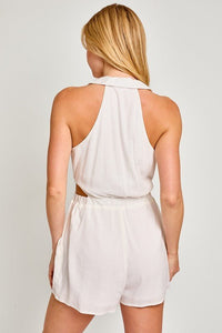 Collared Sleeveless Romper - Happily Ever Atchison Shop Co.