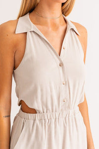 Collared Sleeveless Romper - Happily Ever Atchison Shop Co.