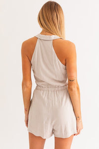 Collared Sleeveless Romper - Happily Ever Atchison Shop Co.