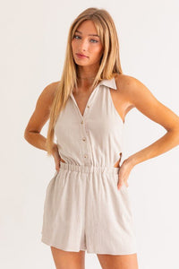 Collared Sleeveless Romper - Happily Ever Atchison Shop Co.