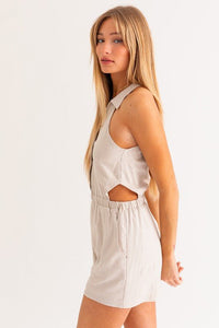 Collared Sleeveless Romper - Happily Ever Atchison Shop Co.
