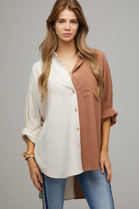 Color Block Button Down Shirt - Happily Ever Atchison Shop Co.