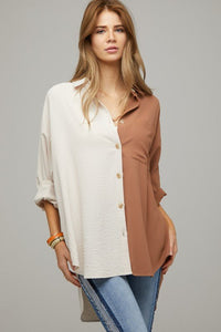 Color Block Button Down Shirt - Happily Ever Atchison Shop Co.