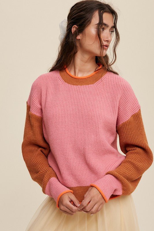 Color Block Ribbed Knit Sweater - Happily Ever Atchison Shop Co.