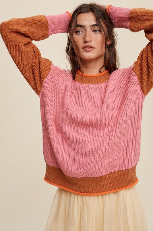 Color Block Ribbed Knit Sweater - Happily Ever Atchison Shop Co.