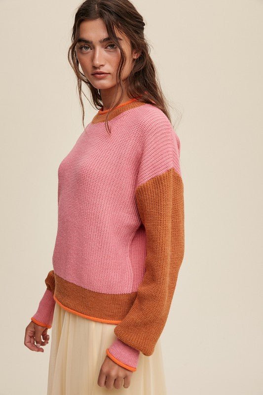 Color Block Ribbed Knit Sweater - Happily Ever Atchison Shop Co.