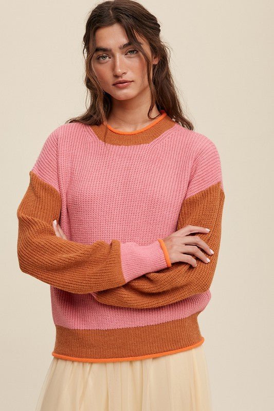 Color Block Ribbed Knit Sweater - Happily Ever Atchison Shop Co.
