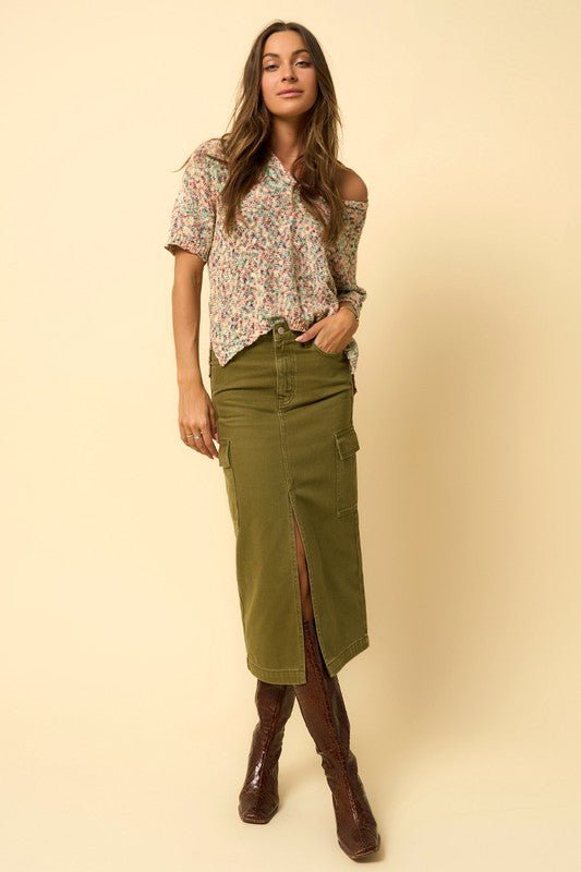 COLOR CARGO MIDI SKIRT - Happily Ever Atchison Shop Co.