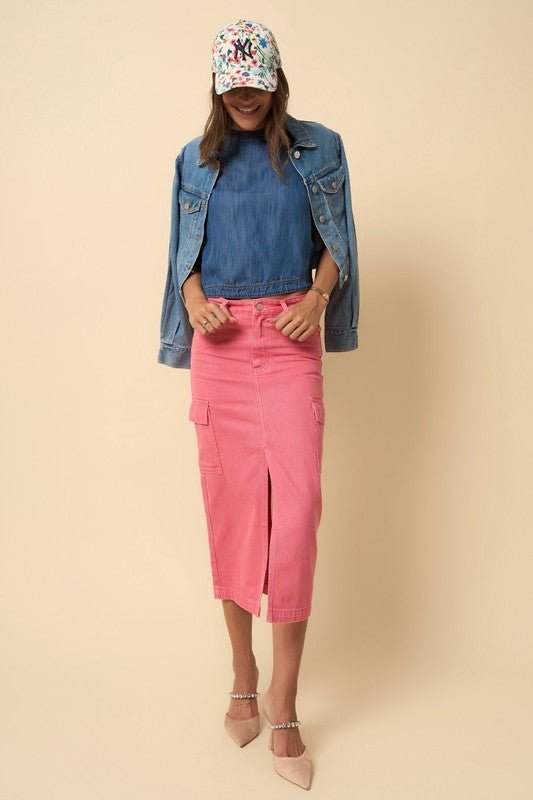 COLOR CARGO MIDI SKIRT - Happily Ever Atchison Shop Co.