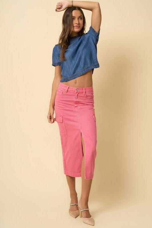 COLOR CARGO MIDI SKIRT - Happily Ever Atchison Shop Co.