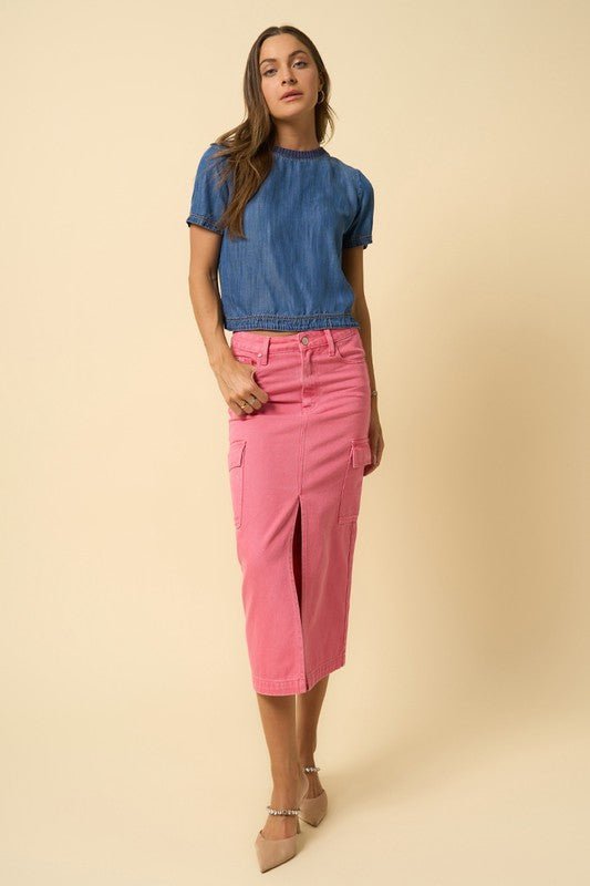 COLOR CARGO MIDI SKIRT - Happily Ever Atchison Shop Co.