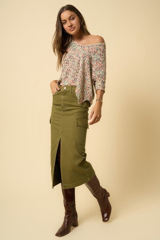 COLOR CARGO MIDI SKIRT - Happily Ever Atchison Shop Co.