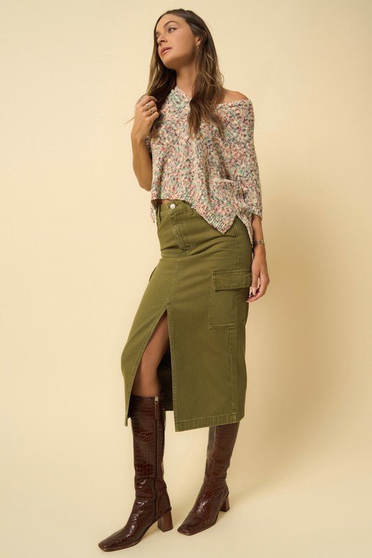 COLOR CARGO MIDI SKIRT - Happily Ever Atchison Shop Co.