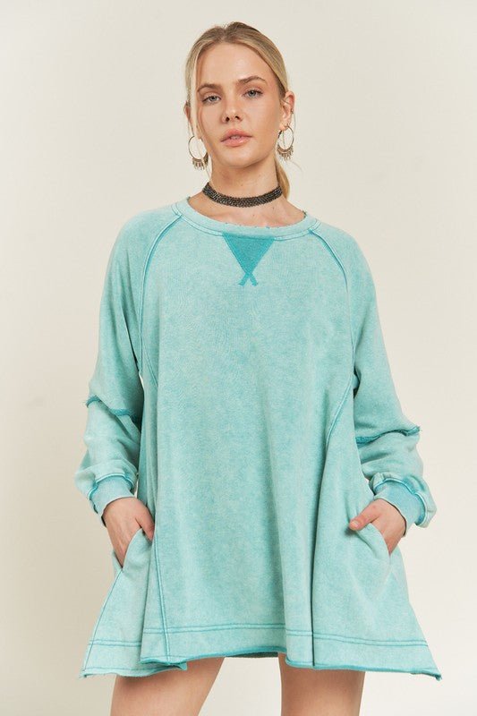 COLORWASH TUNIC SWEATSHIRT - Happily Ever Atchison Shop Co.