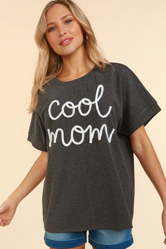 COOL MOM POP UP LETTER DOLMAN KNIT TOP - Happily Ever Atchison Shop Co.