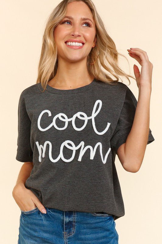 COOL MOM POP UP LETTER DOLMAN KNIT TOP - Happily Ever Atchison Shop Co.