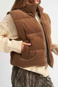 CORDUROY PUFFER VEST - Happily Ever Atchison Shop Co.