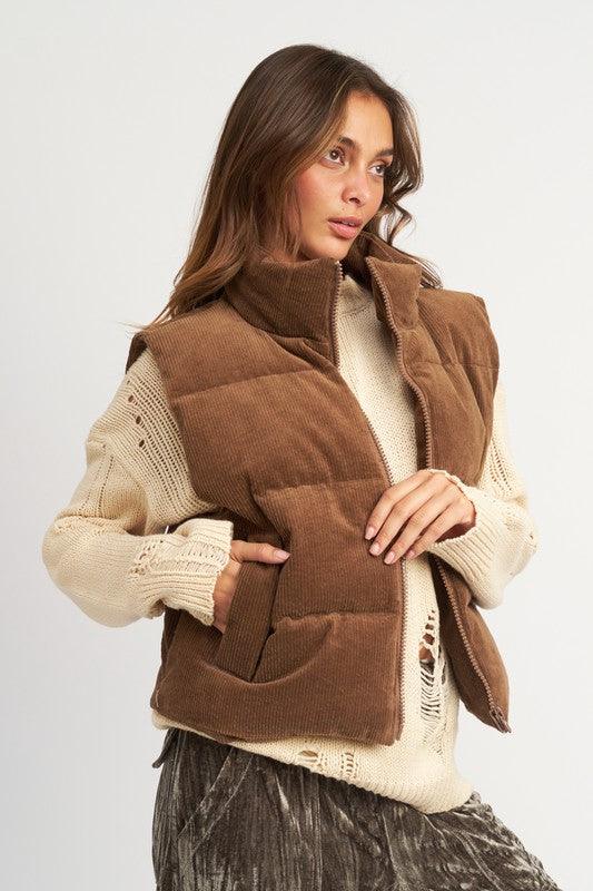 CORDUROY PUFFER VEST - Happily Ever Atchison Shop Co.