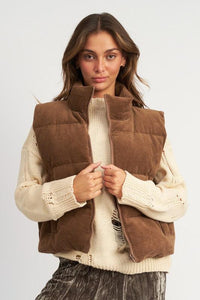 CORDUROY PUFFER VEST - Happily Ever Atchison Shop Co.