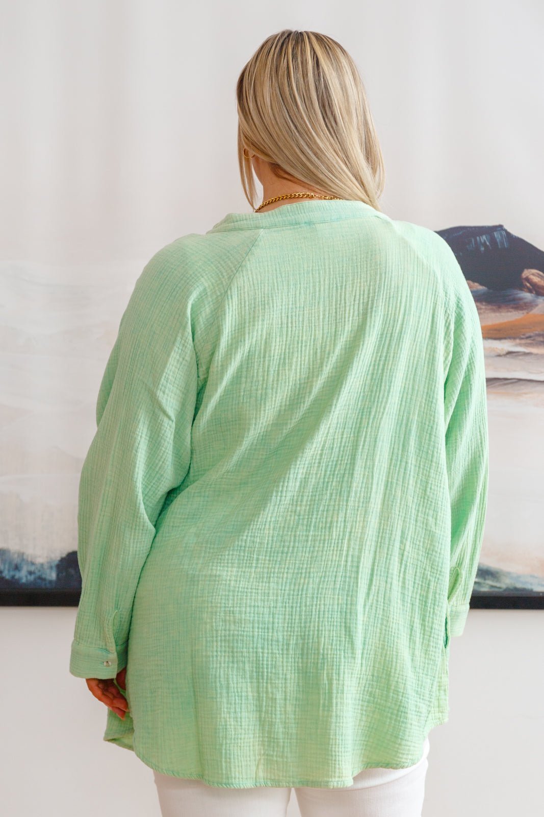 Corey Button Up Top In Vintage Green - Happily Ever Atchison Shop Co.