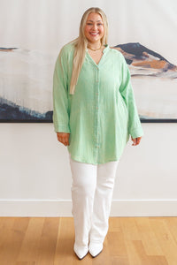 Corey Button Up Top In Vintage Green - Happily Ever Atchison Shop Co.