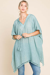 Cotton Bleu by Nu Label Tassel Hem Hooded Cover Up - Happily Ever Atchison Shop Co.