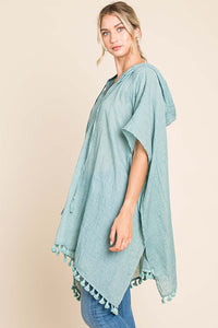 Cotton Bleu by Nu Label Tassel Hem Hooded Cover Up - Happily Ever Atchison Shop Co.