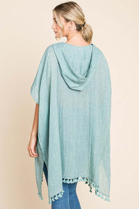 Cotton Bleu by Nu Label Tassel Hem Hooded Cover Up - Happily Ever Atchison Shop Co.