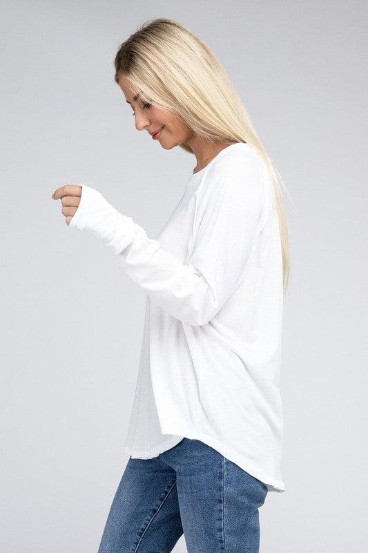 Cotton Raglan Sleeve Thumbhole Top - Happily Ever Atchison Shop Co.