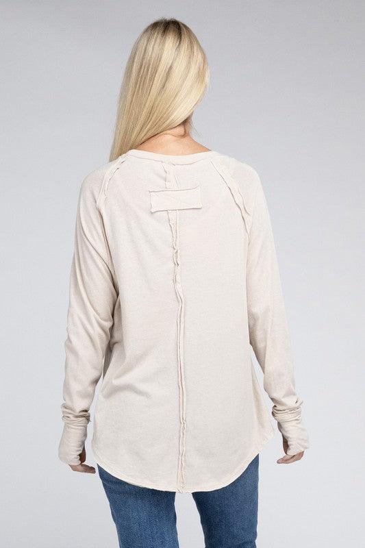 Cotton Raglan Sleeve Thumbhole Top - Happily Ever Atchison Shop Co.