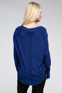 Cotton Raglan Sleeve Thumbhole Top - Happily Ever Atchison Shop Co.