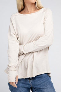 Cotton Raglan Sleeve Thumbhole Top - Happily Ever Atchison Shop Co.