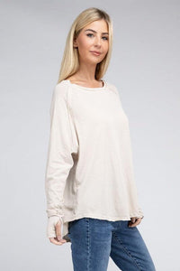 Cotton Raglan Sleeve Thumbhole Top - Happily Ever Atchison Shop Co.