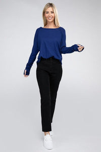 Cotton Raglan Sleeve Thumbhole Top - Happily Ever Atchison Shop Co.