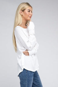 Cotton Raglan Sleeve Thumbhole Top - Happily Ever Atchison Shop Co.