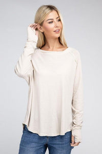 Cotton Raglan Sleeve Thumbhole Top - Happily Ever Atchison Shop Co.