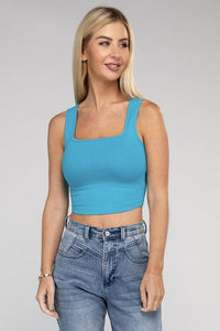 Cotton Square Neck Cropped Cami Top - Happily Ever Atchison Shop Co.