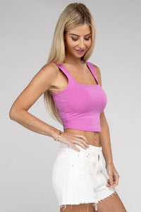 Cotton Square Neck Cropped Cami Top - Happily Ever Atchison Shop Co.