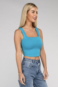 Cotton Square Neck Cropped Cami Top - Happily Ever Atchison Shop Co.