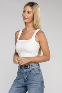 Cotton Square Neck Cropped Cami Top - Happily Ever Atchison Shop Co.