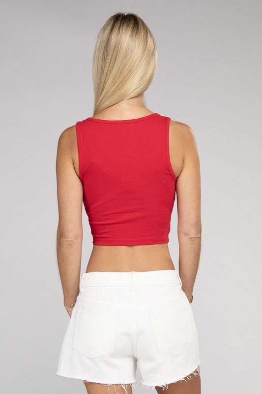 Cotton Square Neck Cropped Cami Top - Happily Ever Atchison Shop Co.