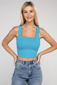 Cotton Square Neck Cropped Cami Top - Happily Ever Atchison Shop Co.