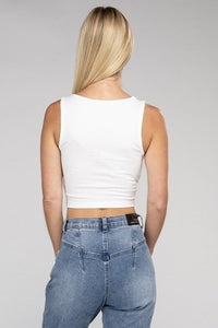 Cotton Square Neck Cropped Cami Top - Happily Ever Atchison Shop Co.