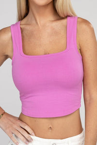 Cotton Square Neck Cropped Cami Top - Happily Ever Atchison Shop Co.