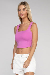Cotton Square Neck Cropped Cami Top - Happily Ever Atchison Shop Co.