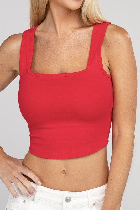 Cotton Square Neck Cropped Cami Top - Happily Ever Atchison Shop Co.