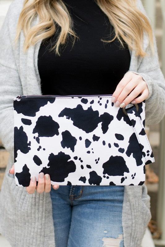 Cow Print Oversized Everyday Clutch - Happily Ever Atchison Shop Co.
