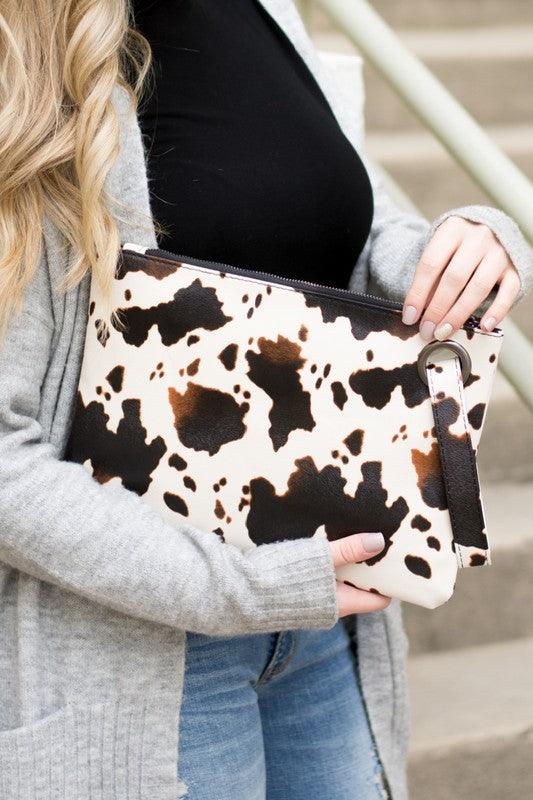 Cow Print Oversized Everyday Clutch - Happily Ever Atchison Shop Co.